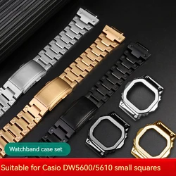 Stainless steel metal Bezel watch Case + Strap For Casio G-SHOCK DW5600 GW-B5600 GWM5610 Series Modified Suit watchband+Tool