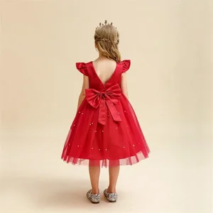 Kinderkleid für Kinder, hintere Bogen, Gala-Kleid, blaues Prinzessinkleid, Babybogenkleid, Geburtstag, 1-5y 6 Hauptverkaufskleider Gala -Kind - №5