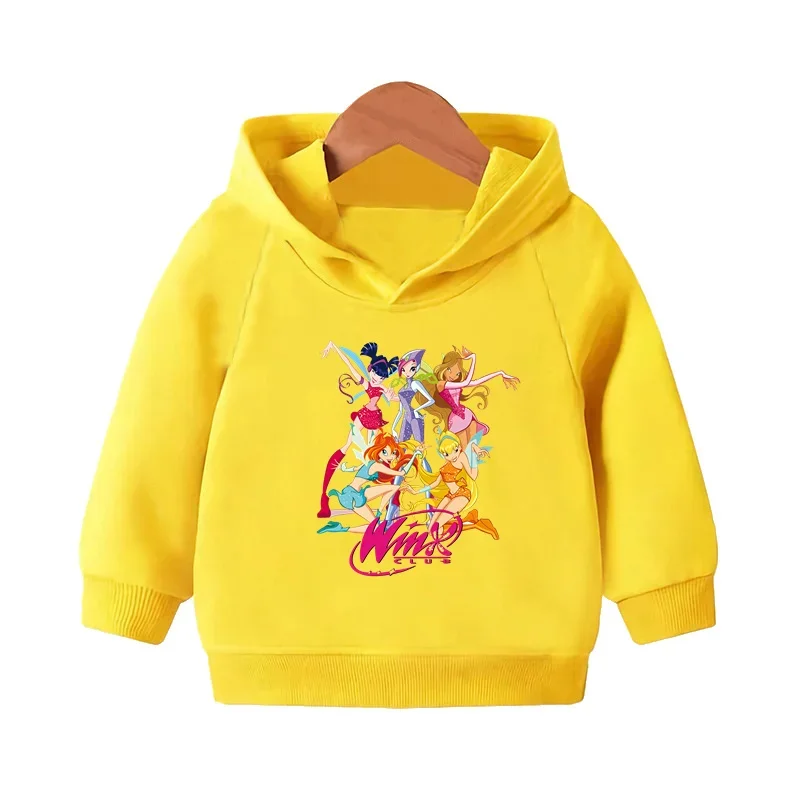 The Winx Butterfly Fairy Cartoon Kids Hooded Hoodies Cute Girls Clothes Children Sweatshirts Autumn Baby Pullover Tops,KMT5425