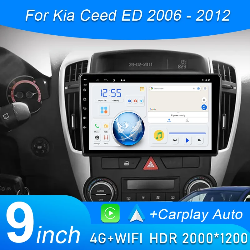 

For Kia Ceed ED 2006-2012 Car Radio Multimedia Android 15 Video Player GPS Navigation Carpay Auto Stereo 4G WIFI BT DSP QLED DVD