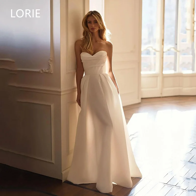 

LORIE A-line Strapless Wedding Dress Sleeveless Bridal Gowns Elegant Wedding Gown Customized 2025