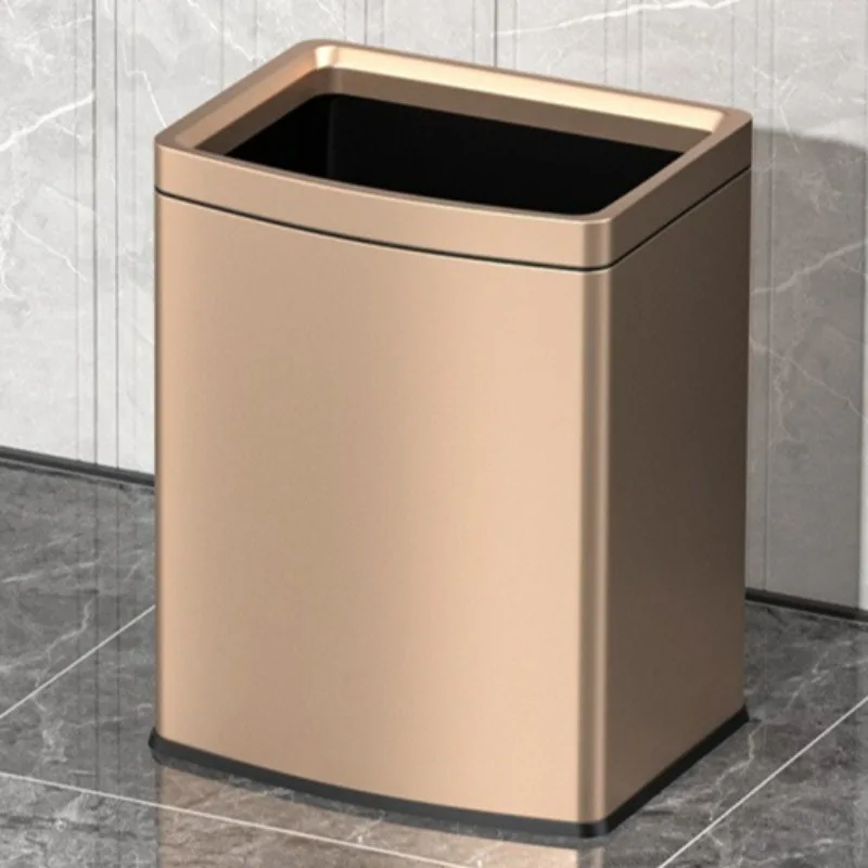 Metal Double-decker Waste Bin Uncovered Solid Color Rectangle Large Capacity Waste Bin Rust-proof Modern Luxury Home Merchandise