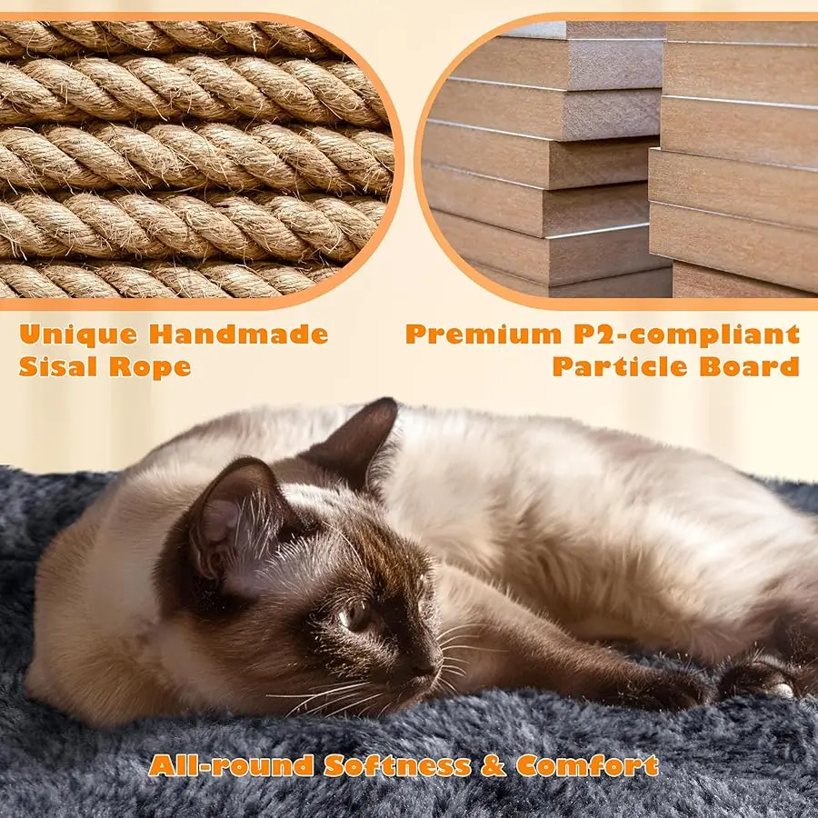 Yaheetech 62.5 بوصة شجرة القطط برج القطط شقة القط مع منصة وأرجوحة، أعمدة الخدش للقطط بيت لعب الحيوانات الأليفة مع زائد