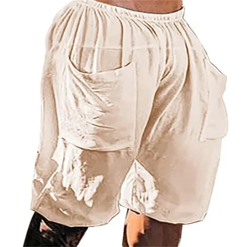 Pantaloncini casual da uomo in cotone e lino tinta unita estivo in vita elastica