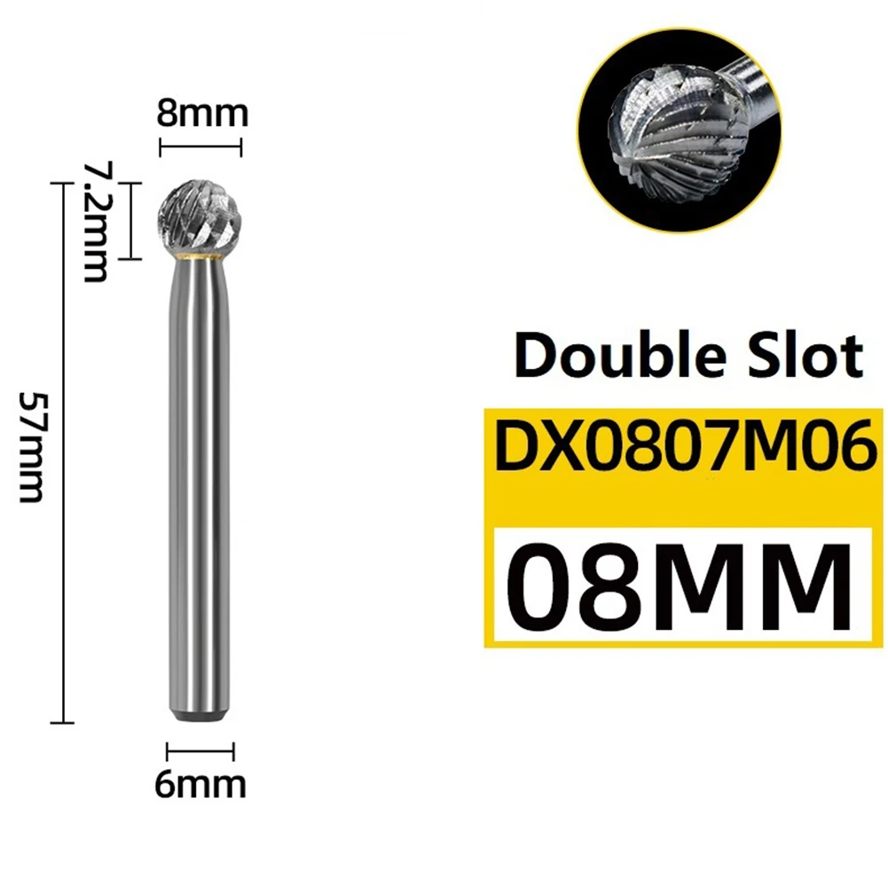 Carbide Rotary File Round Double Ball Shape Burr Bit 6-16mm For Wood Aluminum Plastic Metal Engraving Chamfering Grooving Tool