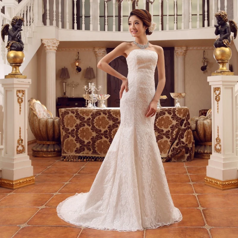 XXN-YuWei#2025 Strapless Fish Tail Wedding Dress Large Size Customizable Slimming Trail Cheap Wholesale Retail New Arrival