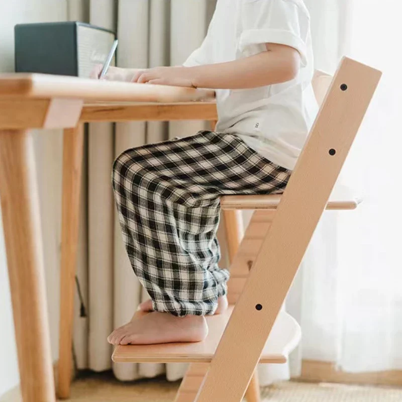 Cadeira de crescimento infantil, cadeira de jantar multifuncional para bebês, cadeira de aprendizagem ajustável, banco de escada de madeira maciça para crianças pequenas