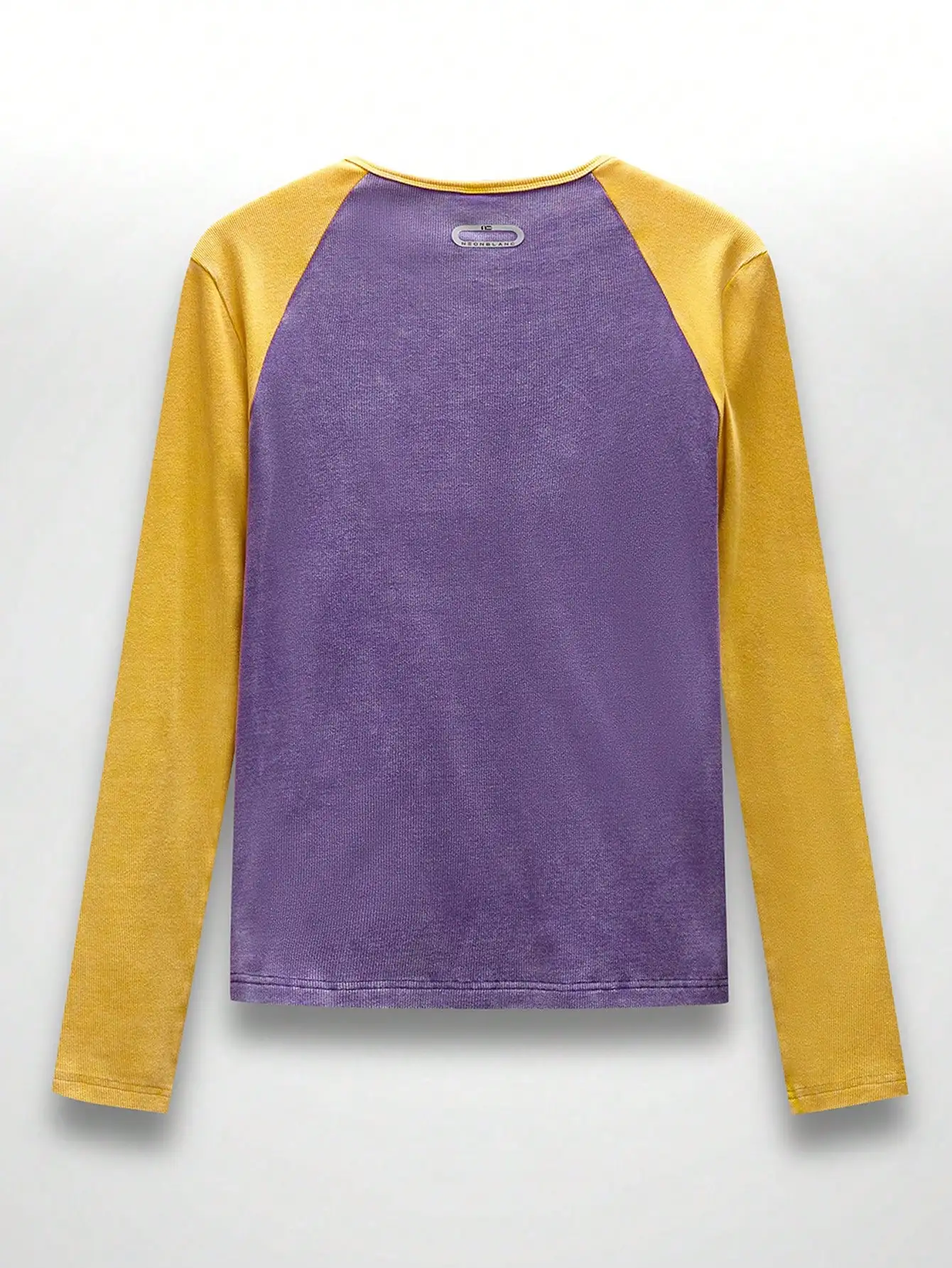 Retro Colorblock Raglan Sleeve Long Sleeve T-Shirt Graphic Print Crew Neck Purple Yellow