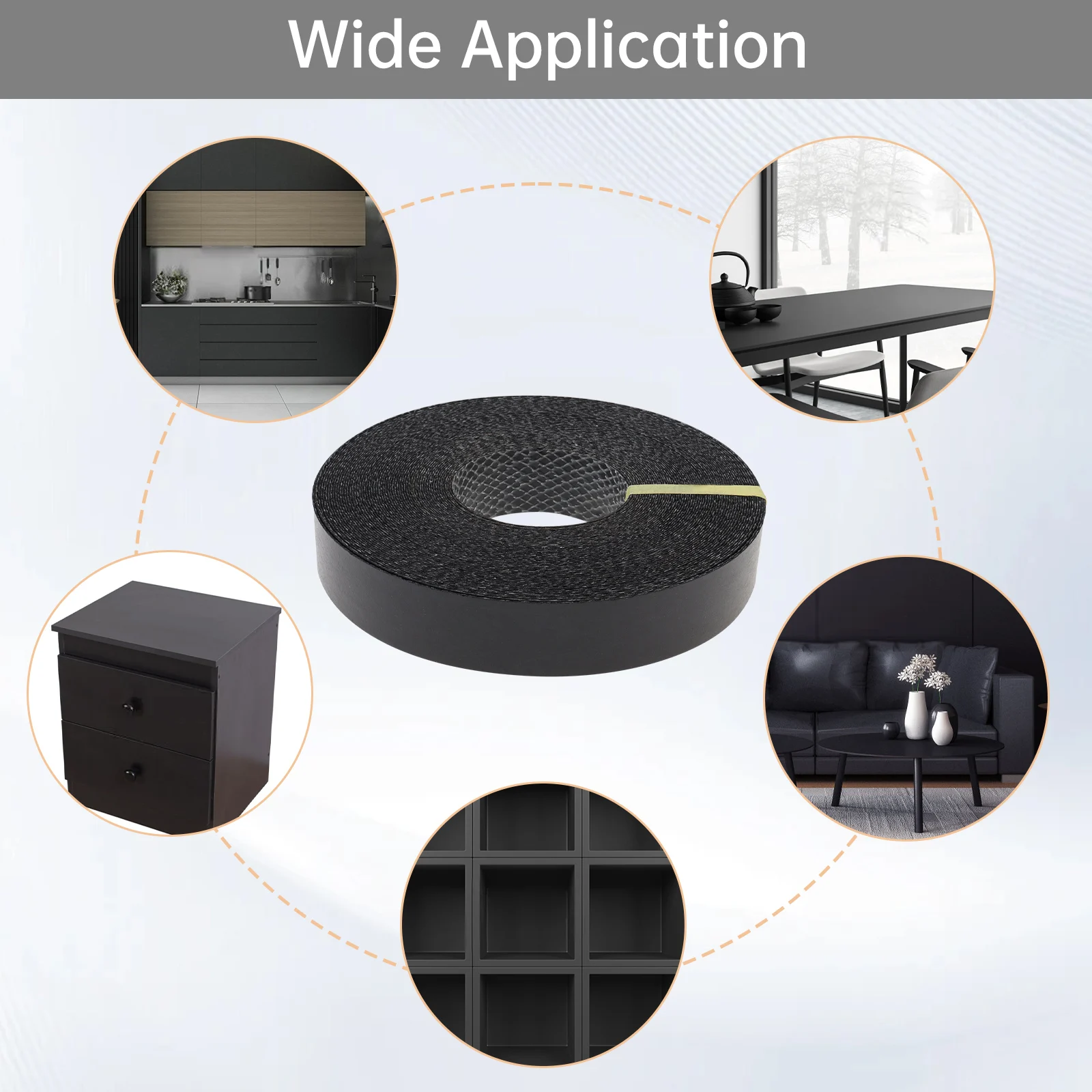 1.9 cm X 15m Hot Melt Adhesive Melamine Edge Banding Flexible Veneer Edging for Plywood Table / Cabinet, Pre-glued Veneer Edging