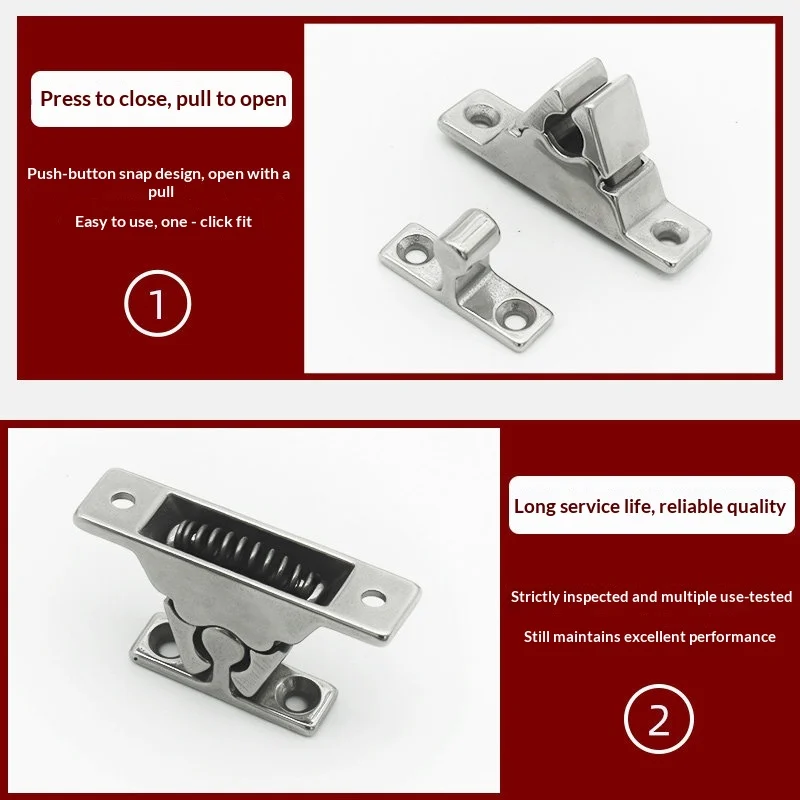 1PCS 304 Stainless Steel Ball Spring Strong Positioning Buckle Type Exit Door With Wardrobe Cabinet Door Adjustable Lock Buckle