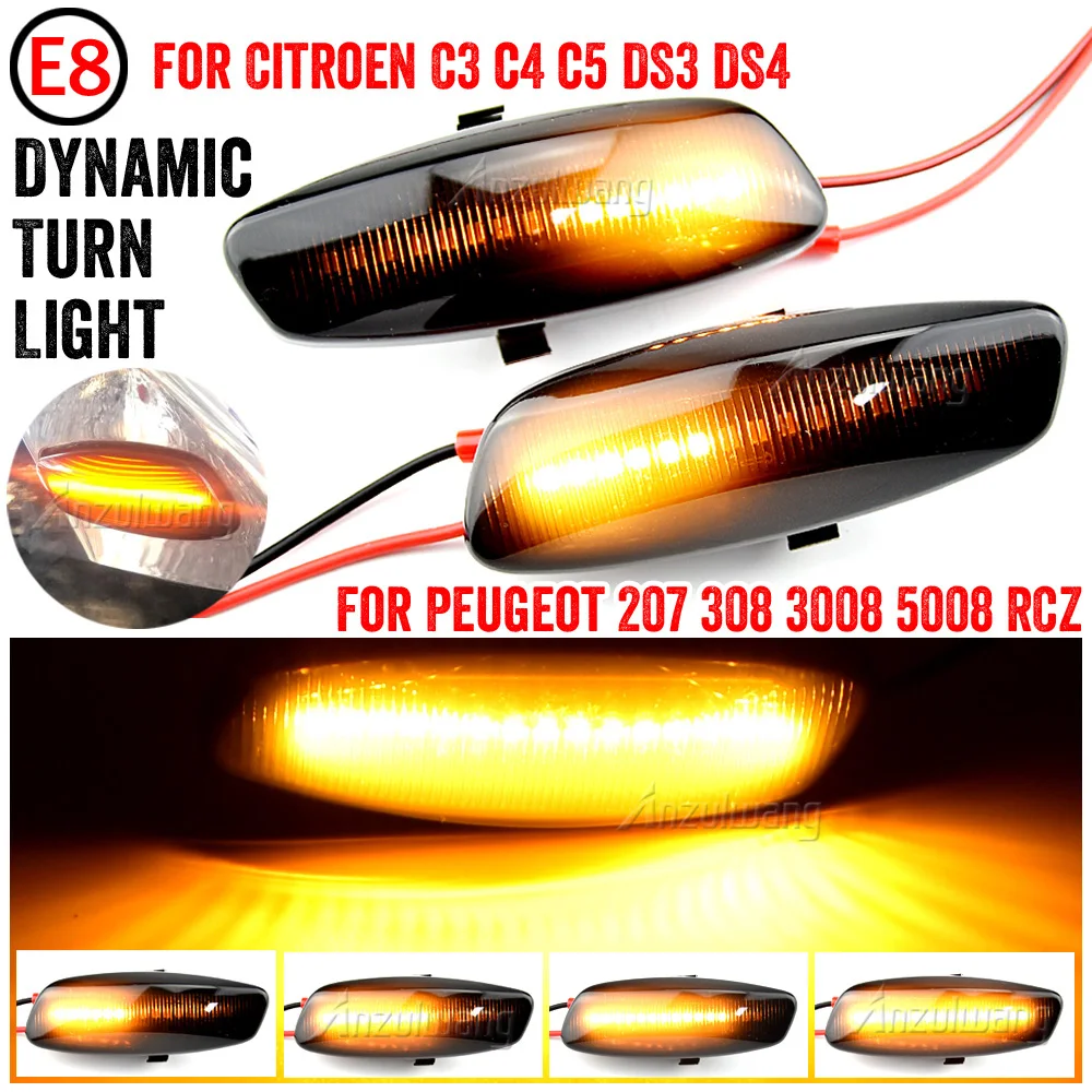 

2X LED Car Dynamic Turn Signal Light Side Marker Lamp Blinker Amber For Citroen C4 Picasso C3 C5 DS4 Peugeot 308 207 3008 5008