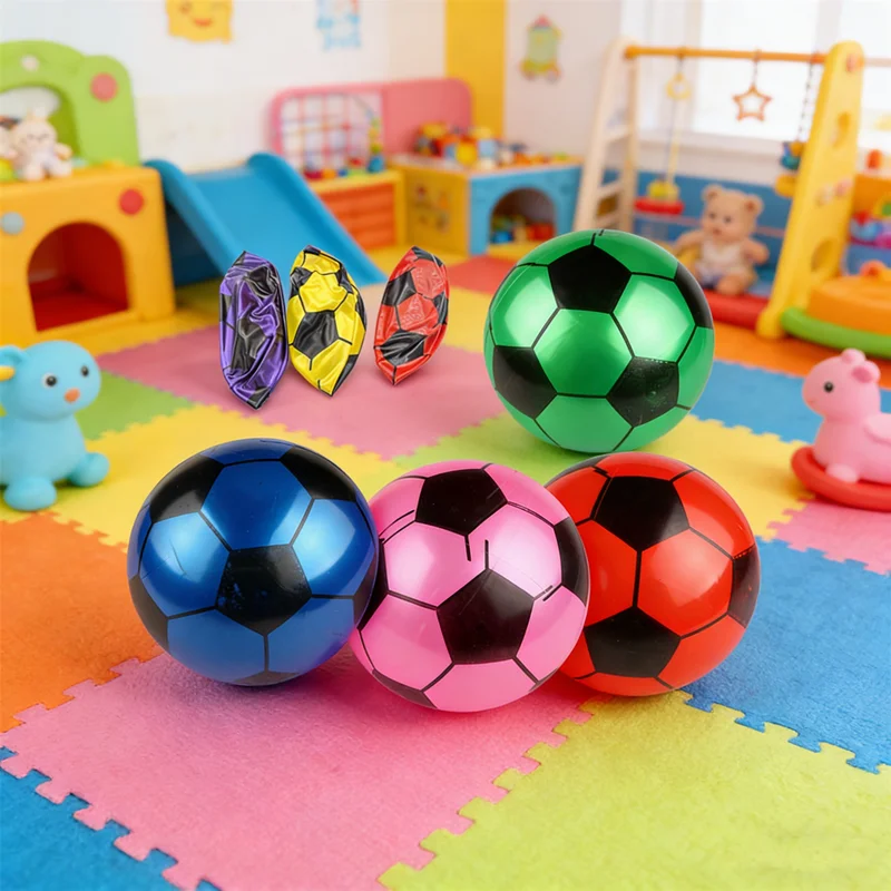 

1 шт. детский тренировочный футбольный мяч, 22 см, надувной, из ПВХ, мягкий и упругий, для игр на улице, случайный цвет, способствует активным играм