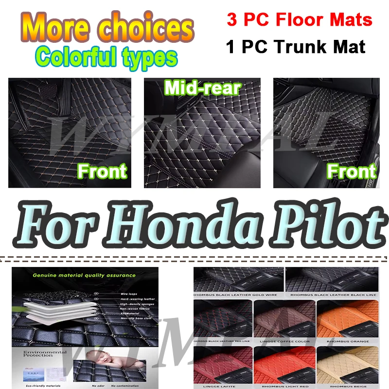 

Luxury Custom Fit Car Floor Mats For Honda Pilot 2016 2017 2018 2019 2020 2021 2022 Automotive Leather Men Full Coverage mats