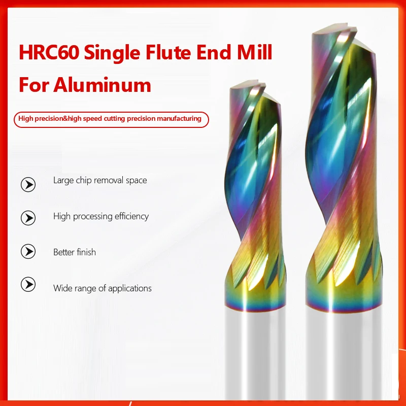 1pc AAAAA Single Flute Spiral End Mill Aluminum mill DLC Coating CNC 3D Engraving Carving Bit For Woodworking Acrylic ACM Cut