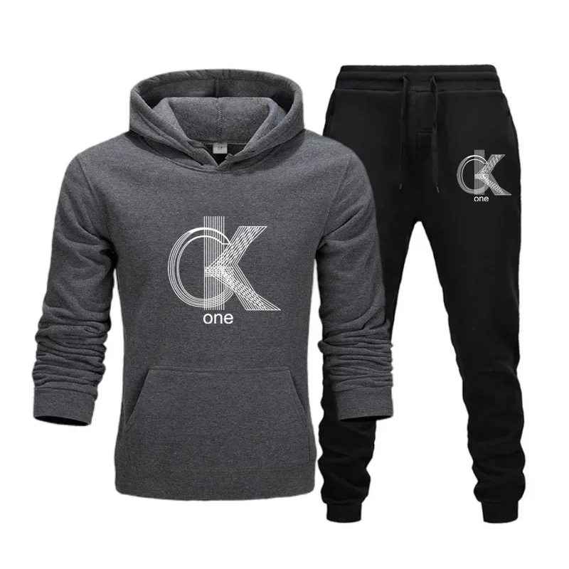 2026 New Men's Autumn and Winter Set Hoodie + Trousers Casual Sportswear Male Sports Brand Clothing Sportswear