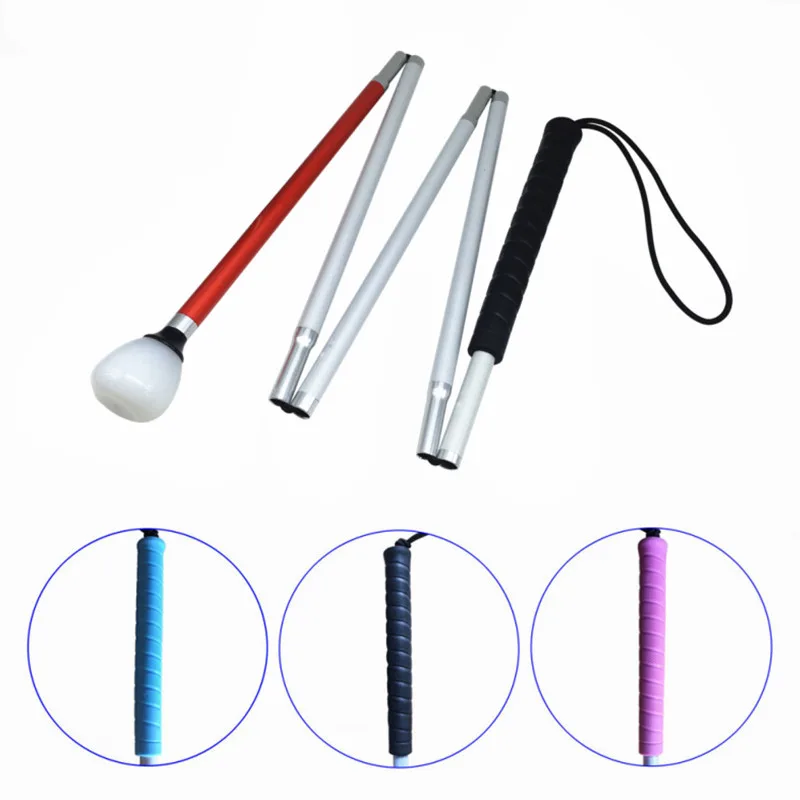 عصي مشي قابلة للطي من سبائك الألومنيوم ، عكازات عمياء ، 5 أقسام ، مناسبة للمكفوفين