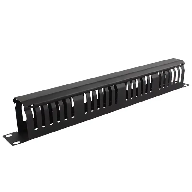ABMI-2X 1U Network Cable Management Horizontal Mount 19 Inch Server Rack ,24 Slot Metal Finger Duct Wire Organizer With Cover,