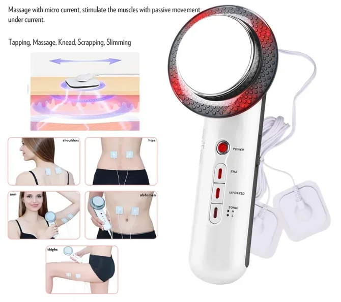 Professional 3 in 1 Skin Rejuvenation Device EMS Ultrasonic Massager Body Slimming Infrared Home Use