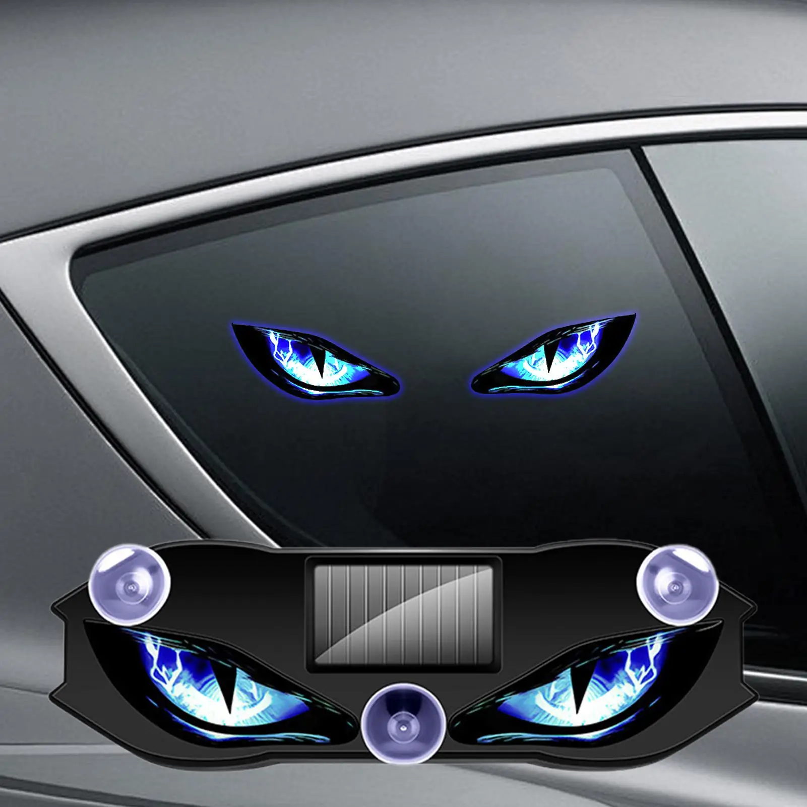 Solar Devil Eye LED Anti-Theft Warning Light With Suction Cup Light Sensing Function Car Rear Windshield Flashing Ambient Lamp