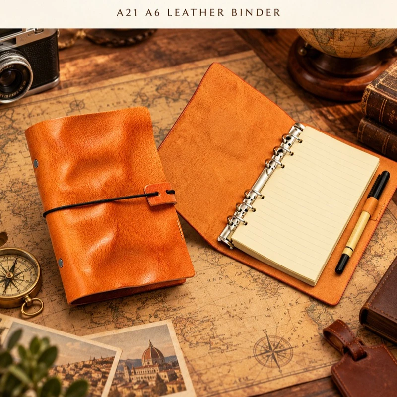 A6 Vegetable Tanned Leather TN Traveler Notebook Handmade Loose Leaf Waterproof Vintage Journal Diary Planner Custom Engraving