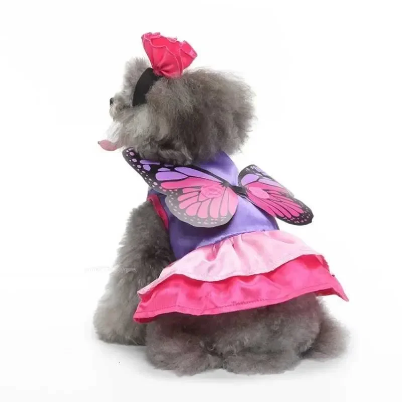 

Pet Dog Halloween Costume Funny Dog Cat Butterfly Fairy Dress With Detachable Wings Pet Clothing Party Dress Cosplay Costume