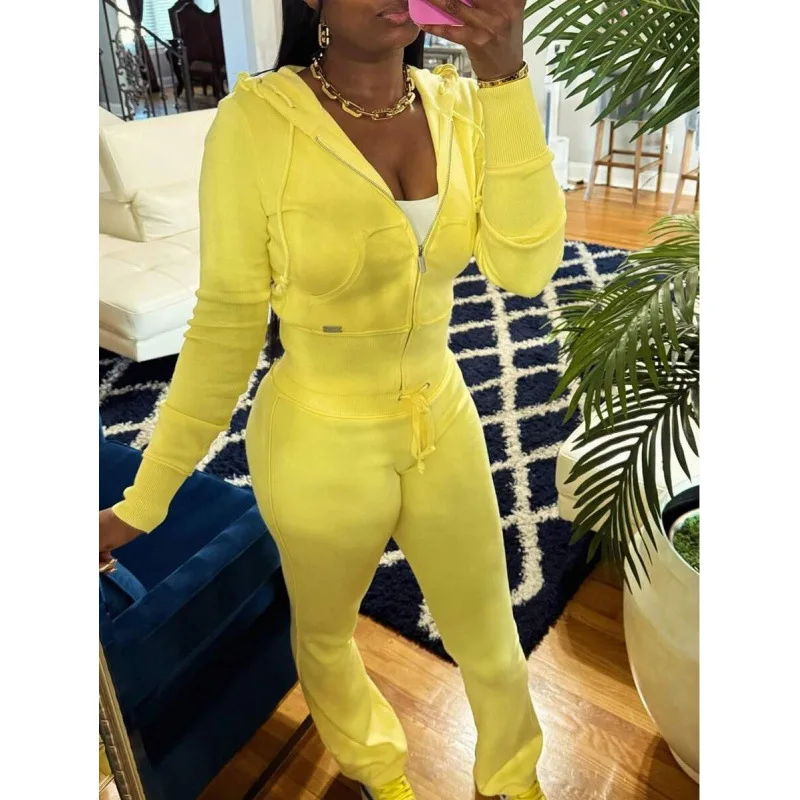 

Color Block Hoodie Set Women's Fashion Summer Outfit Contrast Color Patchwork Sweatshirt Combo No Brand Registered Trademark