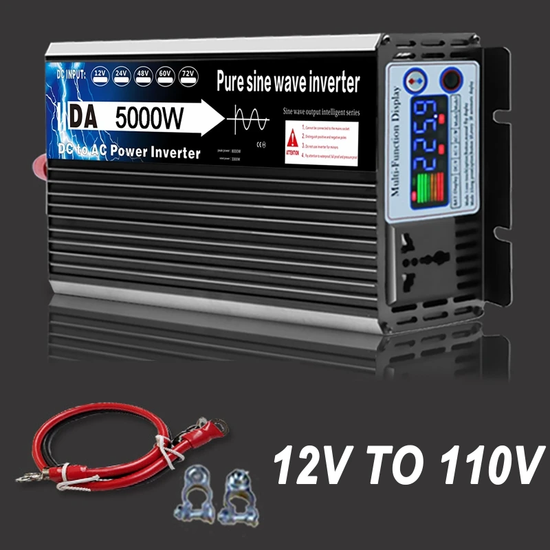 

3000W 4000W 5000W Pure Sine Wave Inverter Solar System Tool 12V/24V/60V/72V 110V 220V DC To AC Portable Power Voltage Converter
