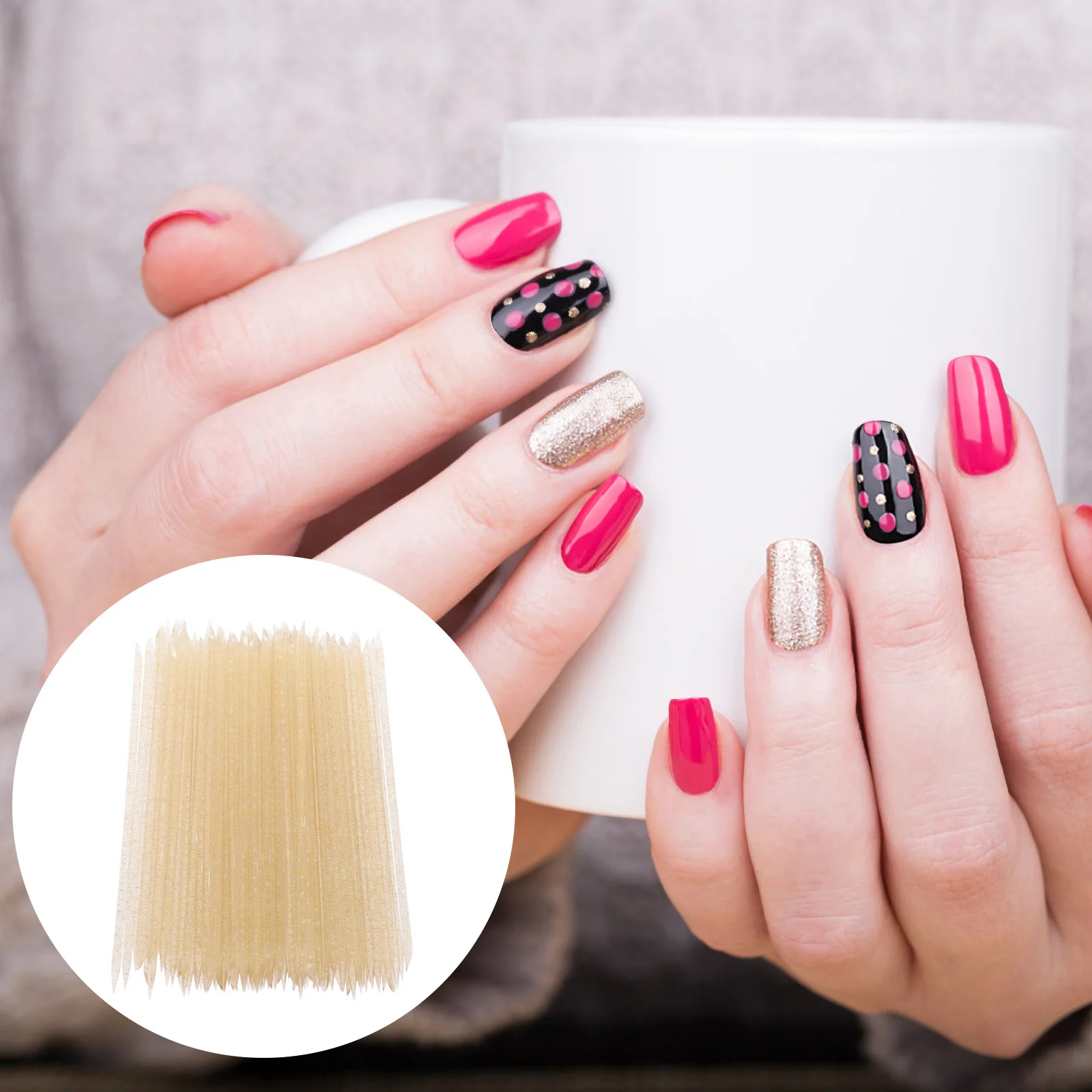 

100Pcs Cuticle Pusher Tool Textured Handle Comfortable Grip Strong Plastic Nail Scraper for Professional Manicure Use