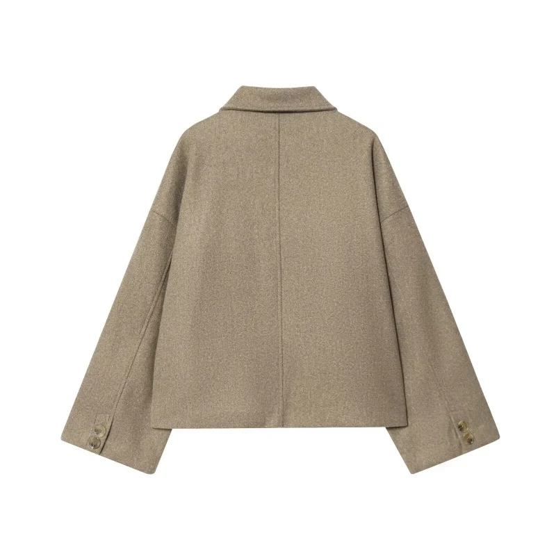 

KEYANKETIAN 2200, осенне-зимняя новая женская одежда, простая и универсальная короткая шерстяная куртка с лацканами и боковым карманом, женское шерстяное пальто