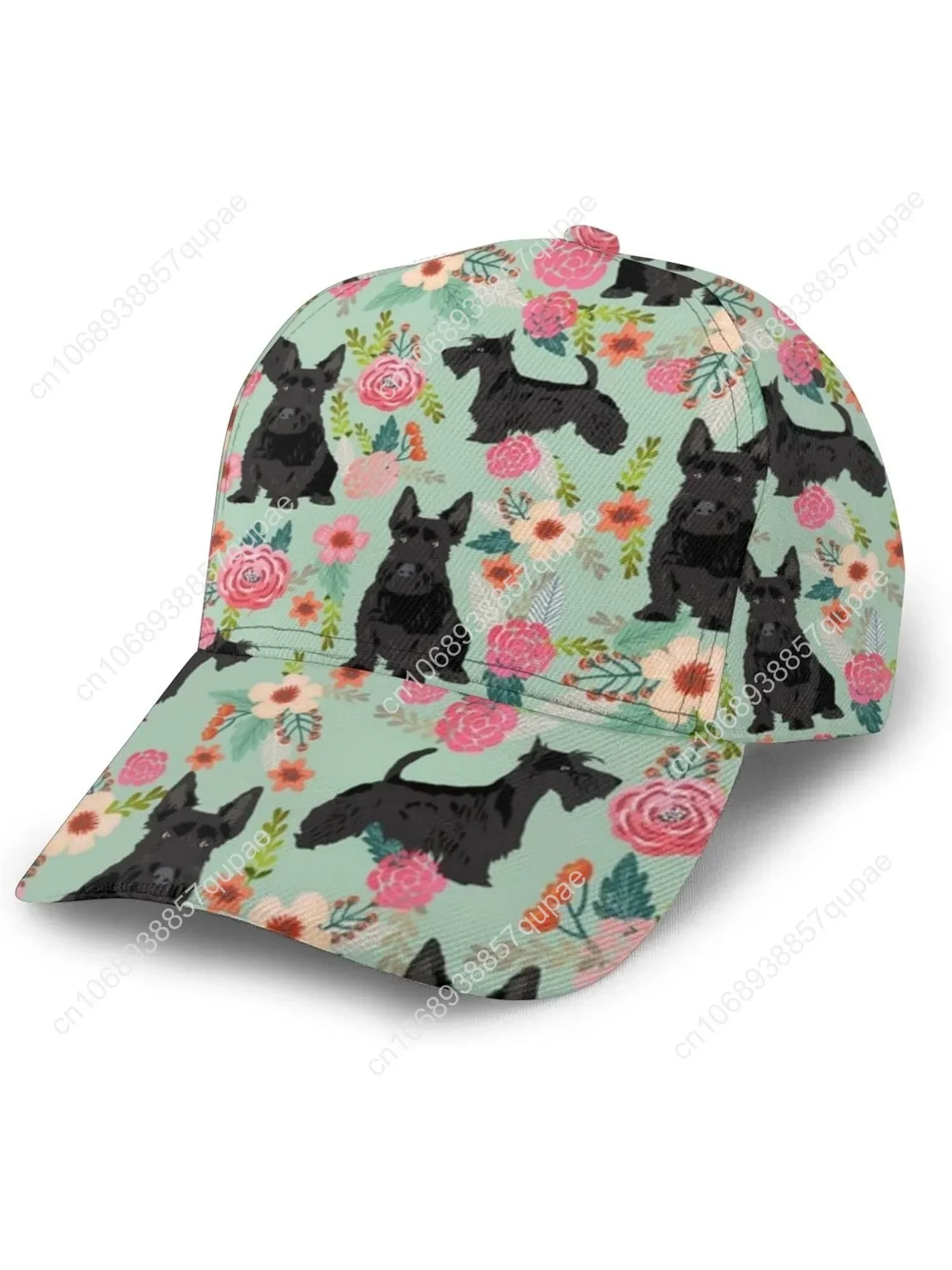 

Women Men Unisex Baseball Cap Black Scottie Dog with Ponytail Hole Adjustable for Trucker Dad Mom Outdoor Sports Running Hunting