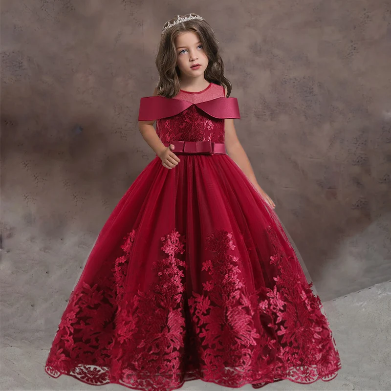 2023 long sequined flower girl wedding dress bridesmaid dress elegant princess evening party catwalk dress puffy dress 4-12 year