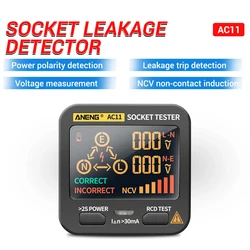 AC11 Smart Socket Tester Digital Smart Socket Voltage Checker EU US UK Plug Table Ground Zero Line Phase Check Rcd NCV Test