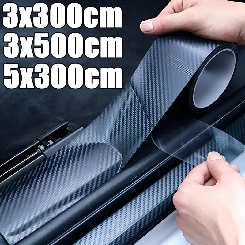 Pegatina mate de fibra de carbono 3D para coche, Tira protectora de pasta DIY, borde de puerta de umbral de coche, cinta antiarañazos, película de protección impermeable