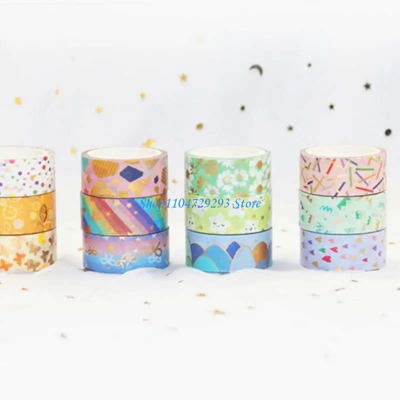 Y2GD 6 لفات شريط لاصق لاصق مزخرف لصناعة بطاقات قصاصات المجلات #2