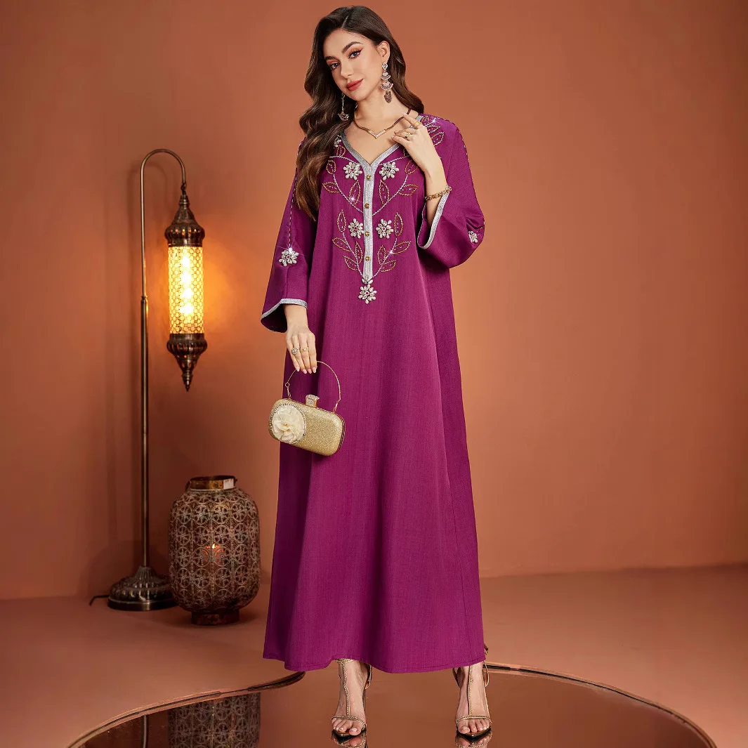 

Великолепное женское платье Ид, Абая Рамадан, ручная работа, бриллиантовое платье с v-образным вырезом, мусульманские вечерние платья, Vestidos Lagos, кафтан Джалабия 2026