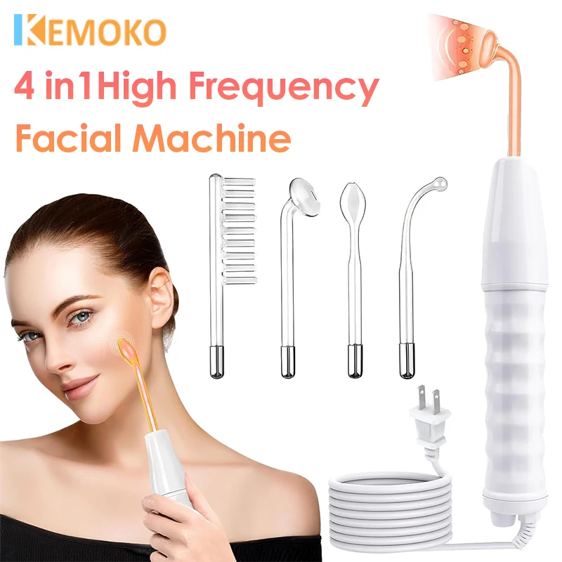 

4 in 1 Electrode Glass Tube Machine High Frequency Skin Spot Acne Wand Facial Spa Face Skin Care Electrotherapy Wand Skin Care