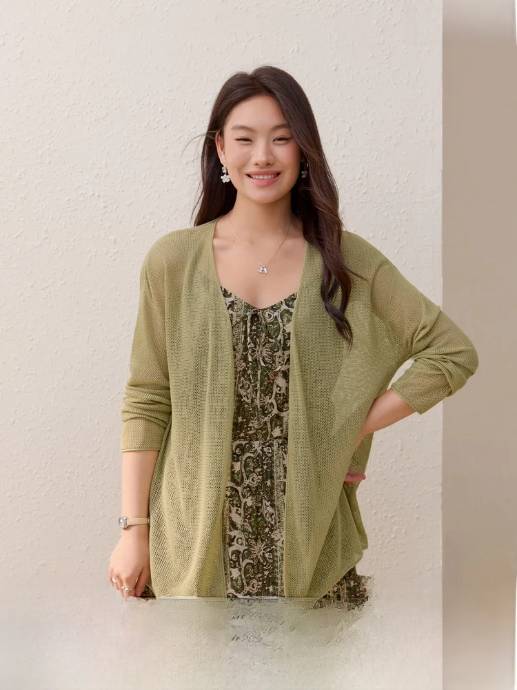 

Lu Lace-Up Knitted Cardigan Lazy Nel Sle Soft Gentlewoman's Spring Faion plus Size Women's Inner Wear Commute Sl...