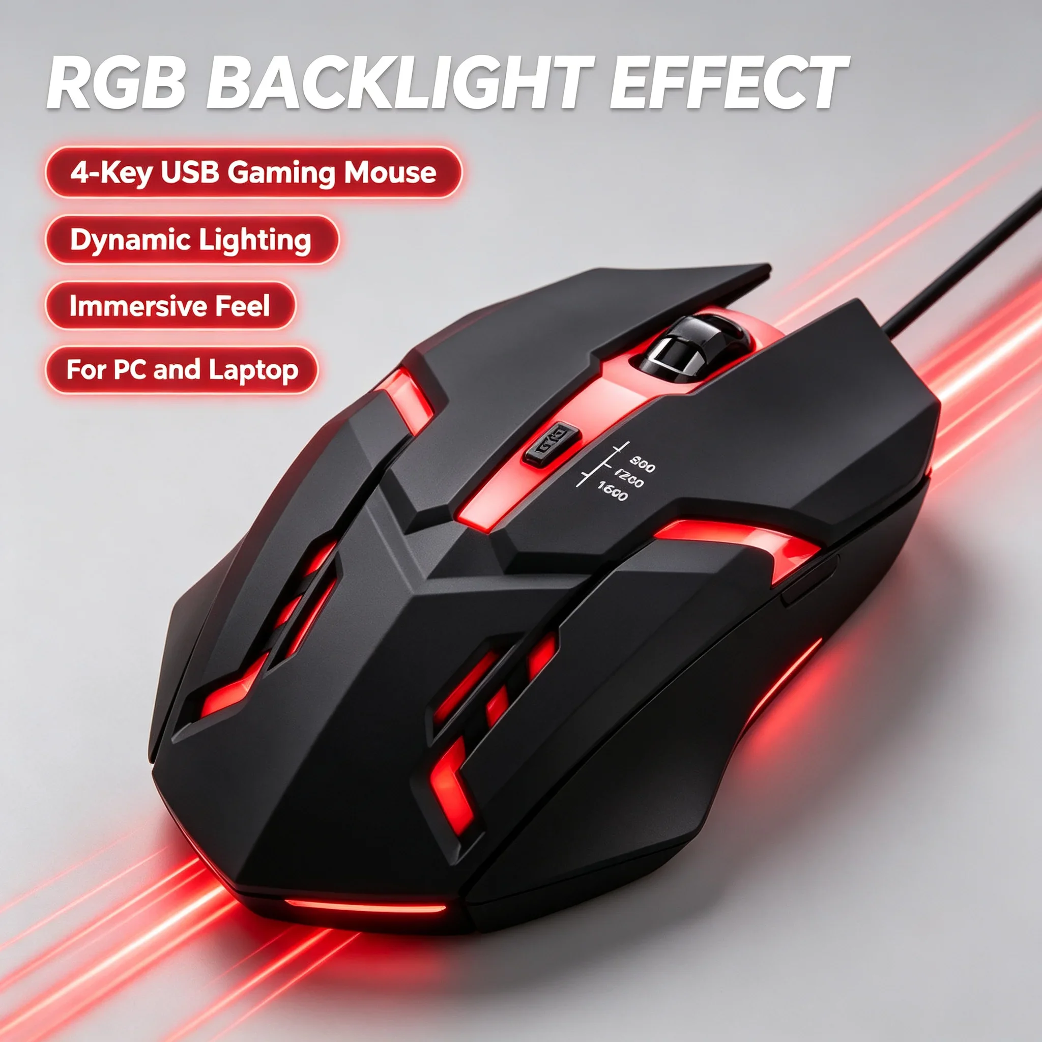 Latest High-quality Ergonomic Gaming Mouse, Suitable for Desktop and Laptop Computers, 4-button USB RGB Backlit Mouse