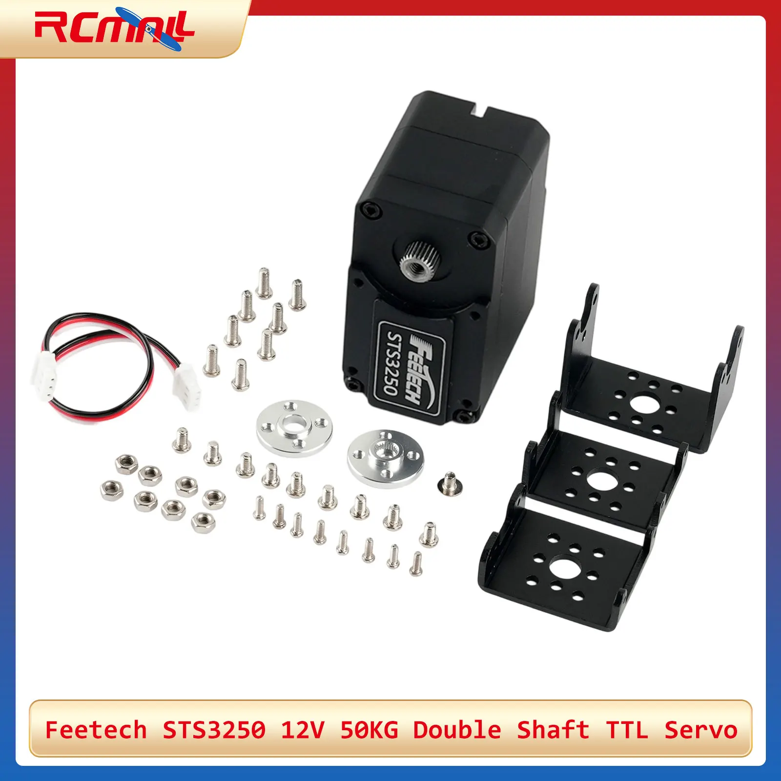 

Feetech STS3250 12V 50KG Double Shaft TTL Servo Aluminum Case Coreless Motor Magnetic Encoder 360 Degrees Serial Bus Smart Servo