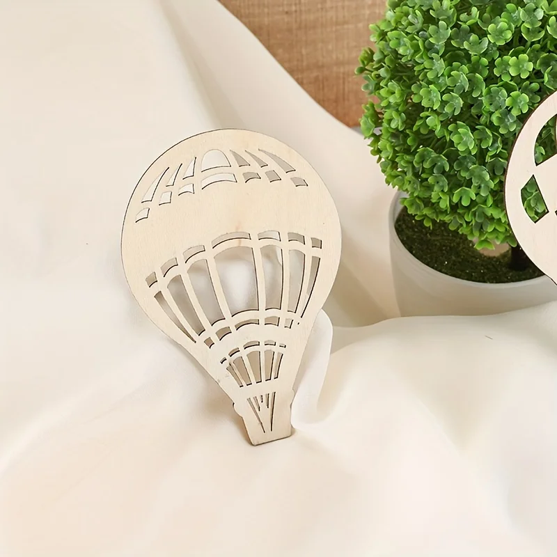 Hot Air Balloon Solid Unfinished Wood Shape Pieces, Cutouts for DIY Arts Crafts, 12x8cm, 6Pcs Set