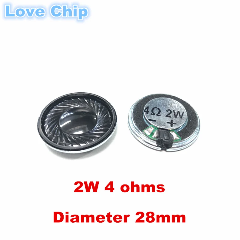 2pcs/lot New Ultra-thin Mini speaker 4 ohms 2 watt 2W 8R speaker Diameter 28MM 2.8CM Thickness 5MM