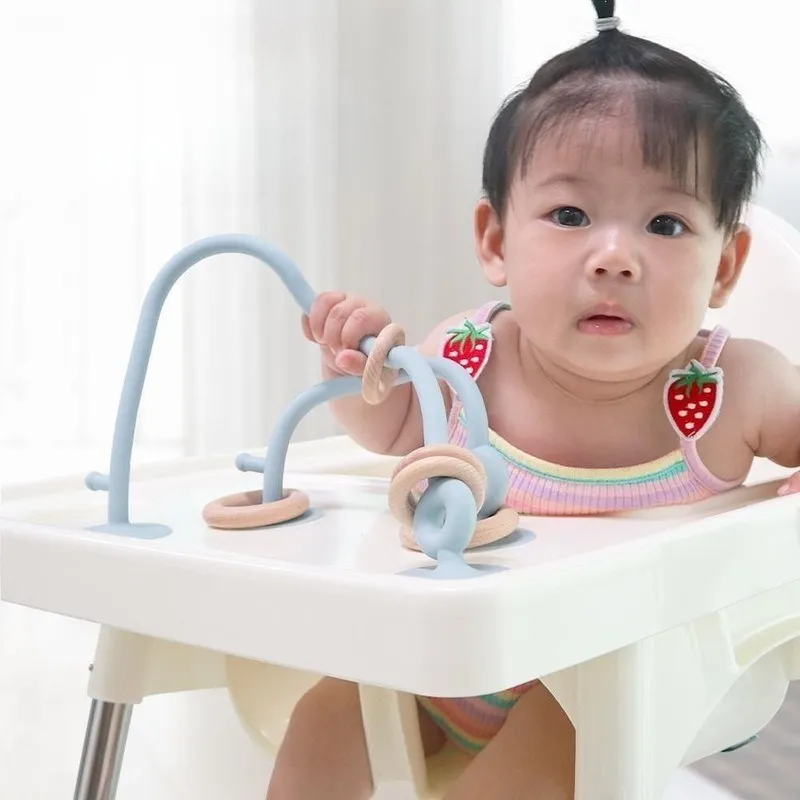 Yeni Çocuklar Ahşap Halka Yumuşak Silikon Diş Kaşıyıcı Oyuncaklar Bebek Diş Çıkarma Çiğneme Oyuncakları Bebek Aksesuarları Yenidoğan Fotoğraf bebek