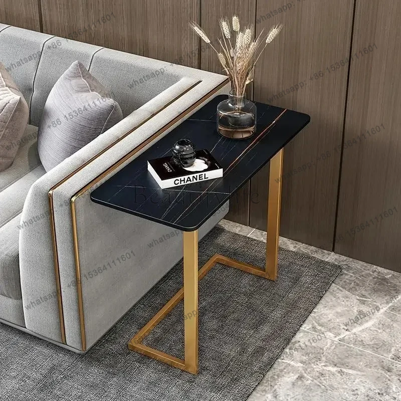 Nordic light luxury rock slab living room wrought iron sofa side table modern heating table high temperature resistance