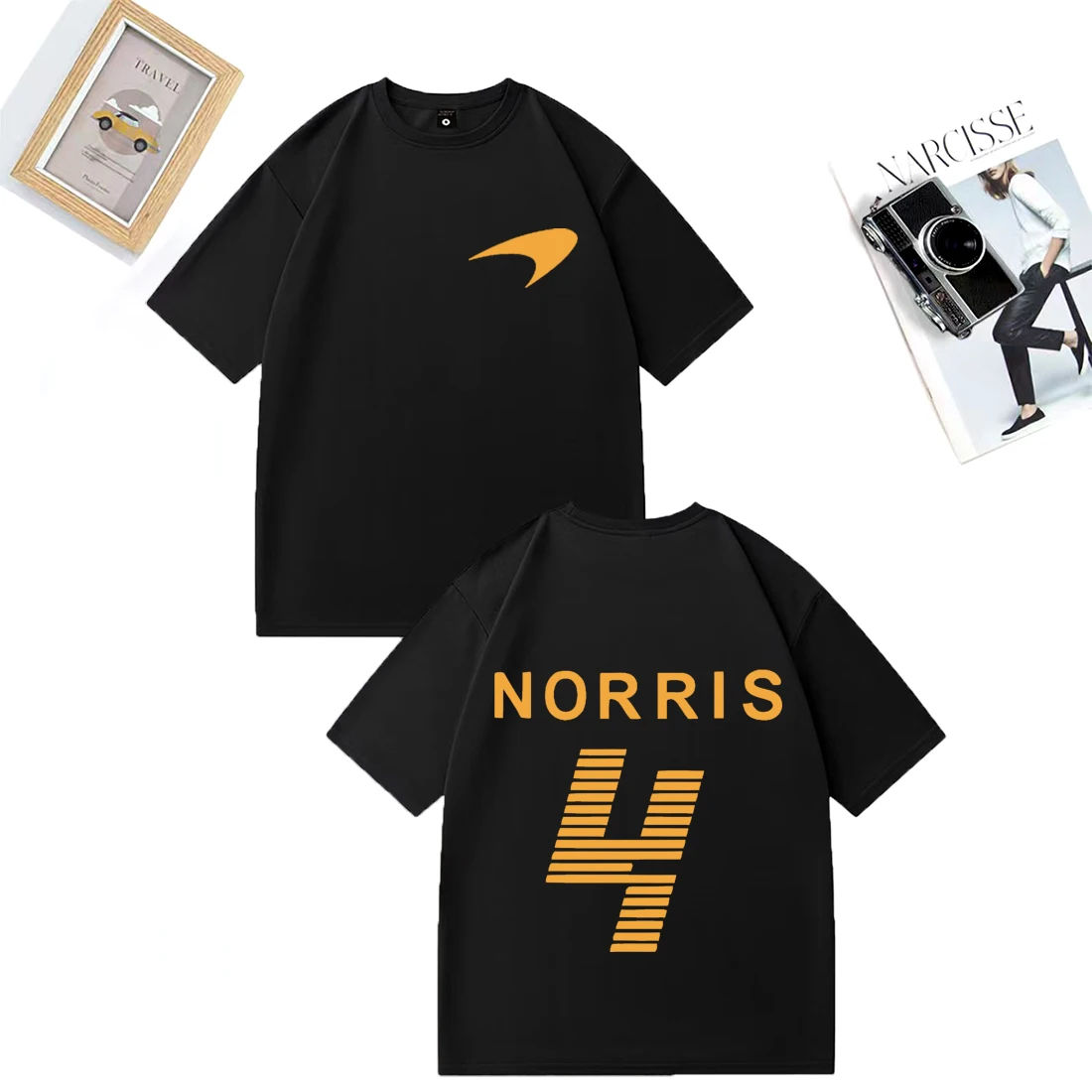 

Hot Lando Norris Racing Driver Double Sided Print Hip Hop Tees Sweatshirt Men Women's plus size tops Cotton short sleeve T-shirt