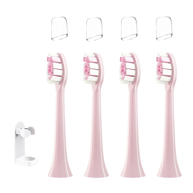 4 Replacement Brush Heads For  HX6064 HX6930 HX6730 Sonic Electric Toothbrush Vacuum Pink Diamond Bright Easy To Use