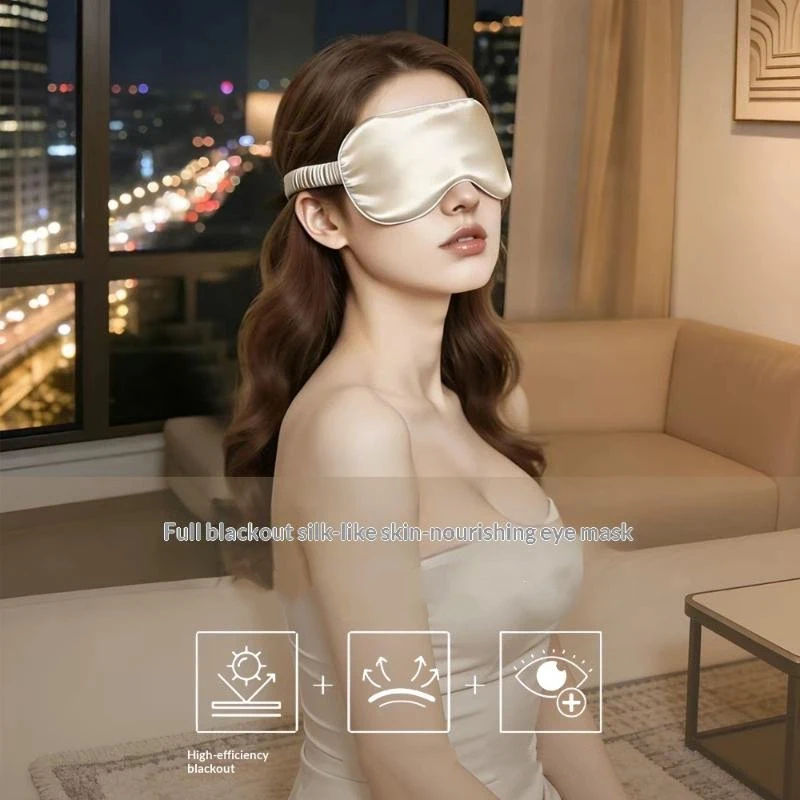 Doppelseitige Schlafmaske aus Seide mit verstellbarem Riemen, lichtblockierend, atmungsaktiv, Reise-Schlafmaske, schützende Sicherheitsbrille – Detail 9