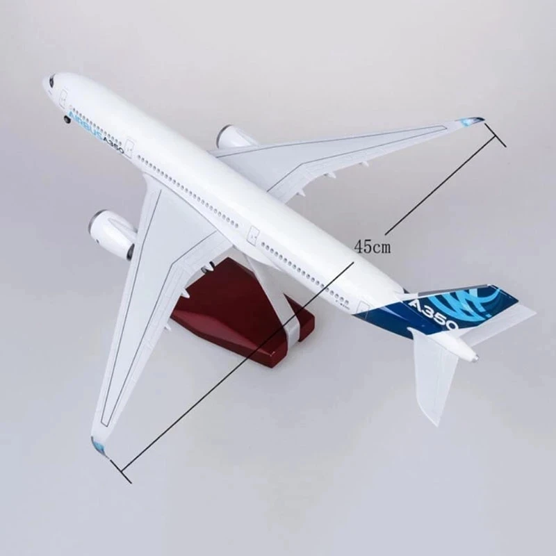 Airplane Diecast 47cm A350 Prototype Airways Plane Model Resin 1/142 Scale Aircraft Collectible For Adults Gift With Lights Base