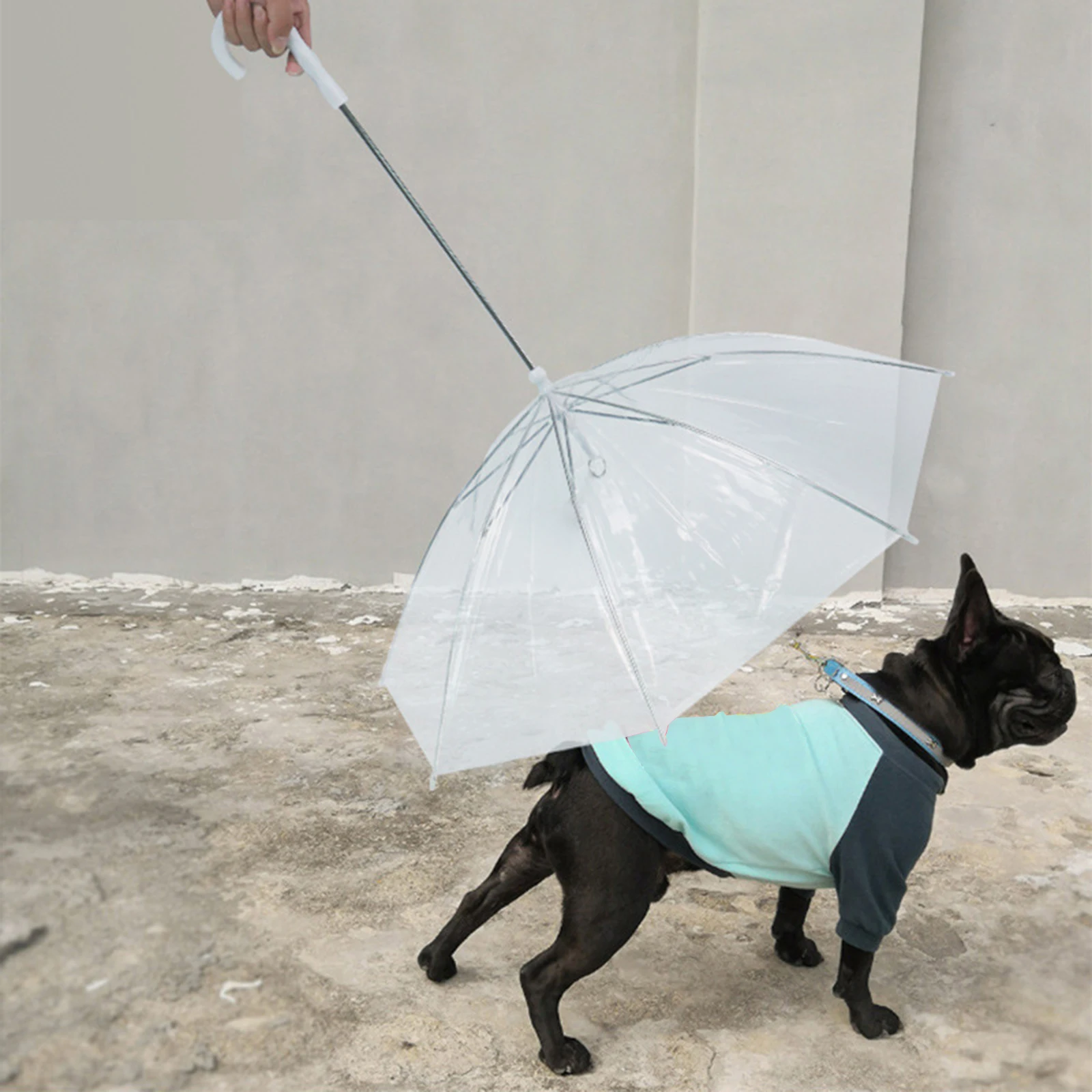 High Quality Pet Umbrella Transparent Dog Umbrella with Leash Assembly for Rain