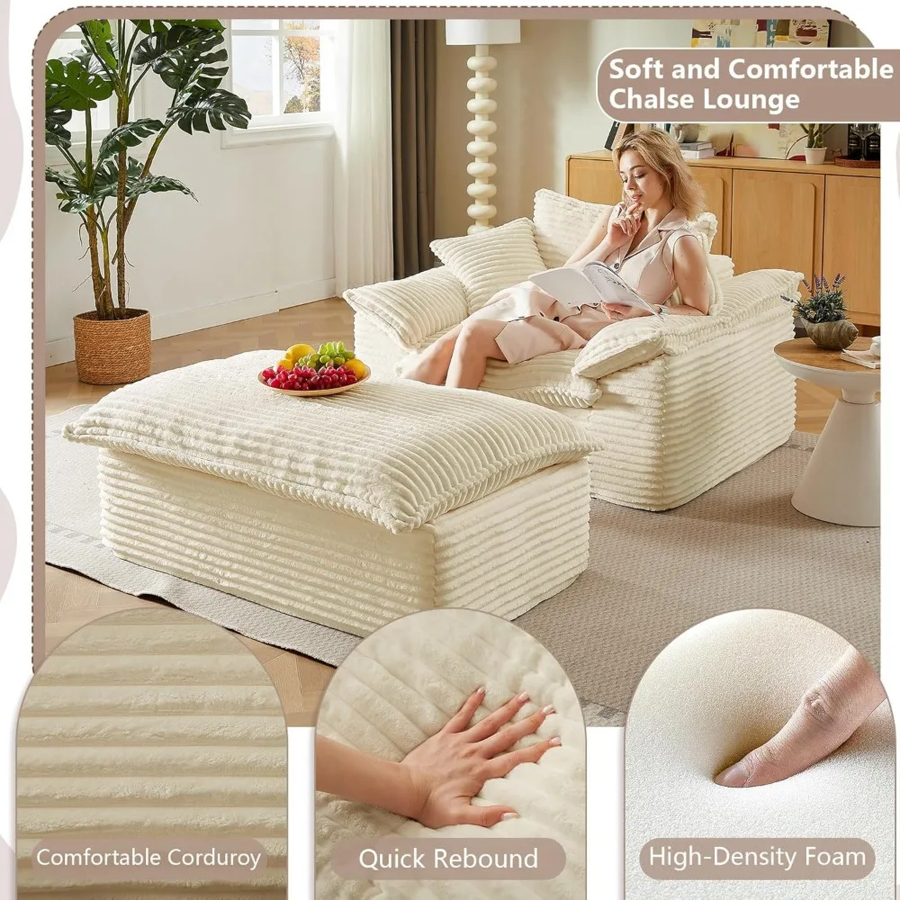 كرسي استرخاء كبير الحجم، أريكة منجدة عثمانية مع 3 وسائد، سروال قصير داخلي، أثاث مريح للاسترخاء