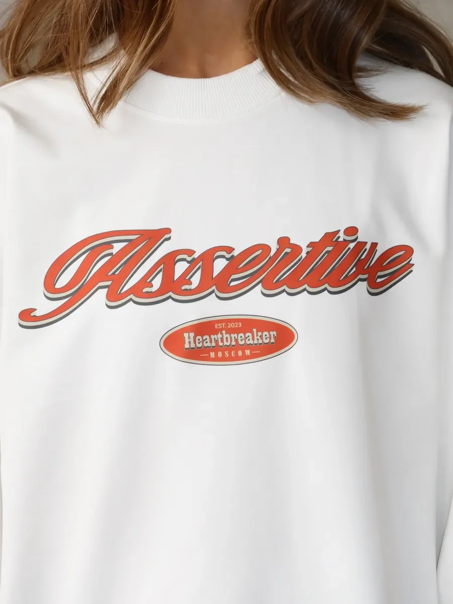 Women's 100% Cotton Long Sleeve Spring Autumn Heartbreaker Vintage Letter Front Print T Shirt Loose Fit Casual Daily Wear To